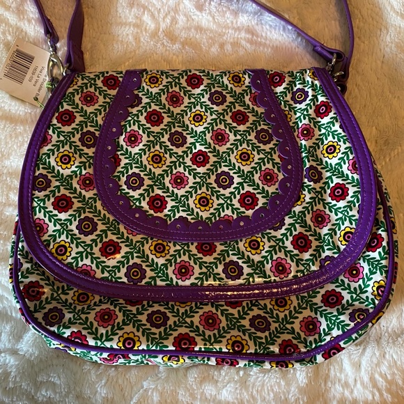 NWT Vera Bradley Viva La Vera Cross Body Frill Purse Bag Floral Purple Magnetic - Picture 2 of 13